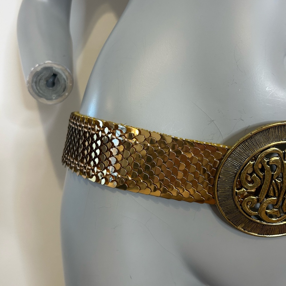 Vintage Gold Sequin Belt with a Bold Buckle❤️S/M - Picture 2 of 9